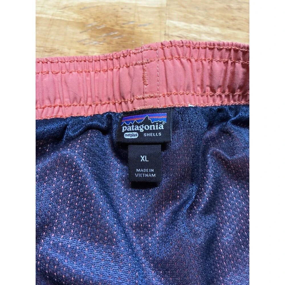 Boys XL Patagonia Netplus Shells Baggie Shorts Orange Coral Mesh Lined